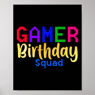 Gamer Birthday Squad Party Happy B-day Videospel Poster