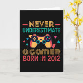 Gamer Born in 2012 Birthday Gaming Gift Retro Kaart (Gele Bloem)