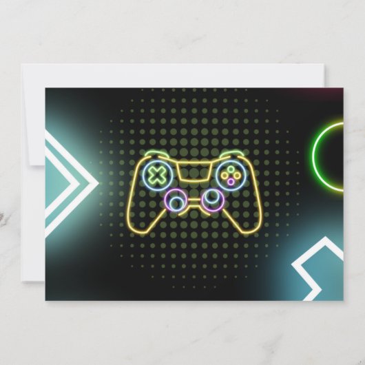 Gamer Boy 10th Neon Gaming Verjaardag Foto Kaart (Achterkant)