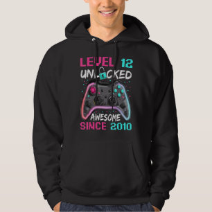 Gamer Boy Birthday 12 jaar oud Geweldige sinds 201 Hoodie