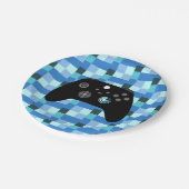 Gamer Boy Blue Pixels Birthday Papieren Bordje (Gekanteld)
