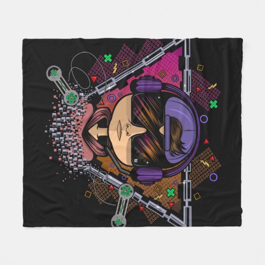 Gamer Boy Fleece Deken (Voorkant (Horizontaal))