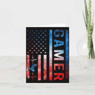 Gamer Boy Game Controller Retro USA Vlag Tie Dye Kaart