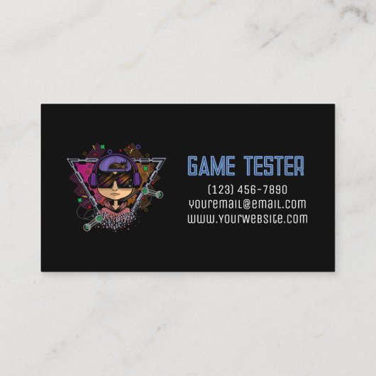 Gamer Boy Game Tester Visitekaartje (Achterkant)
