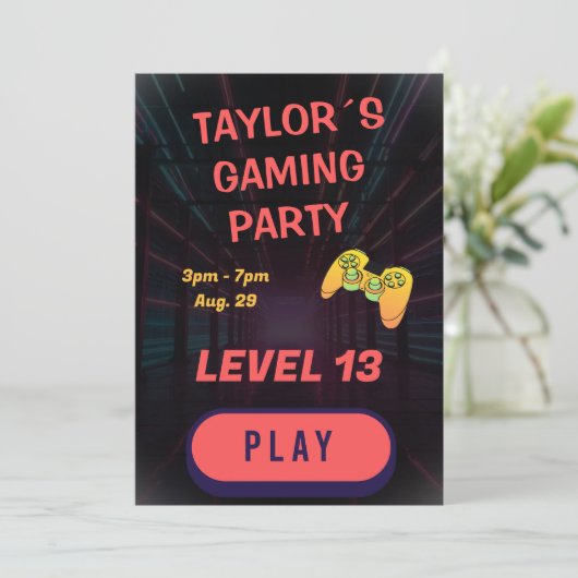 Gamer Boy Gaming Verjaardagsuitnodiging Kaart (Staand voorkant)