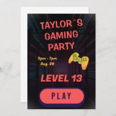 Gamer Boy Gaming Verjaardagsuitnodiging Kaart (Voorkant / Achterkant)