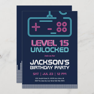 Gamer Boy Level Unlocked Video Games Blue Birthday Kaart