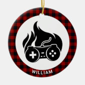 Gamer Boy Name Red Pset Custom Kerstmis Keramisch Ornament (Voorkant)