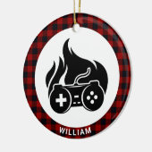 Gamer Boy Name Red Pset Custom Kerstmis Keramisch Ornament (Links)