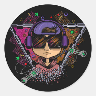 Gamer Boy Ronde Sticker