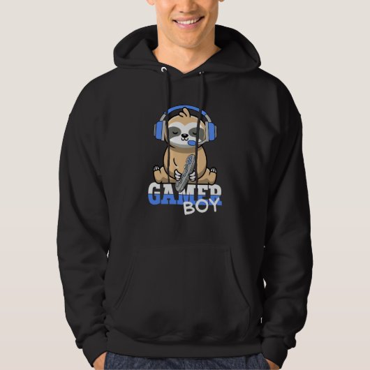Gamer Boy Sloth Gaming Sloth Boys Men Kids Hoodie (Voorkant)