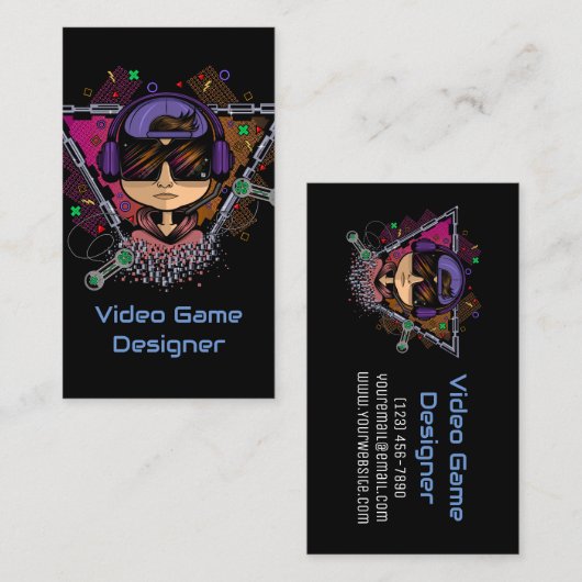 Gamer Boy Videogame Ontwerper Visitekaartje (Voorkant / Achterkant)
