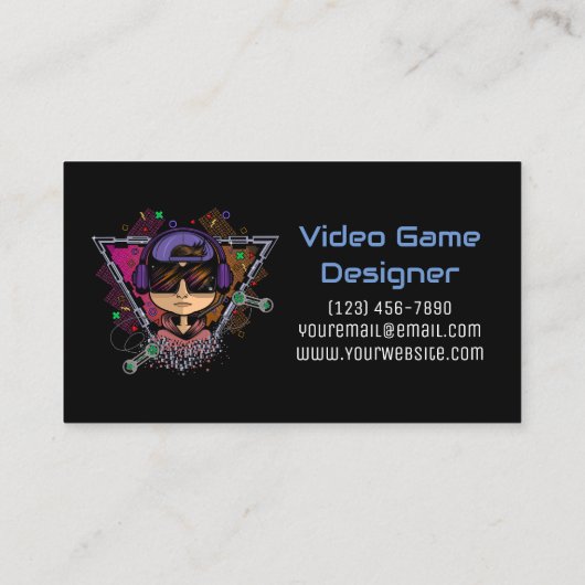 Gamer Boy Videogame Ontwerper Visitekaartje (Achterkant)