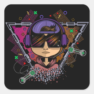 Gamer Boy Vierkante Sticker
