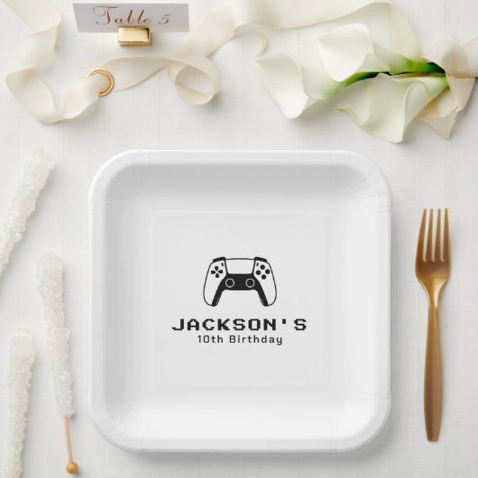 Gamer Boys Simple Modern Birthday Party Papieren Bordje (Huwelijk)