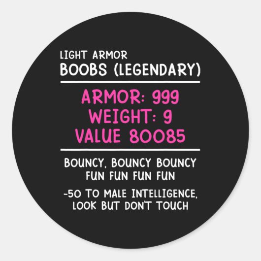 Gamer Breast (legendary) Video Player Gaming Girl Ronde Sticker (Voorkant)
