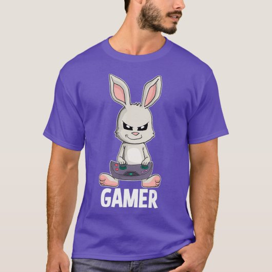 Gamer Bunny Cute Rabbit Easter Video Game Rpg T-shirt (Voorkant)