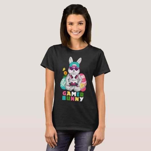 Gamer Bunny Leuke Pasen Video Game Gaming Boys Pul T-shirt (Voorkant volledig)