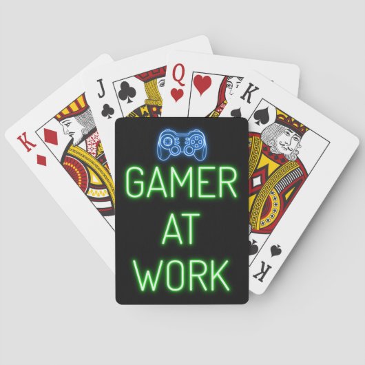 Gamer Cadeaus | Gamer op het werk Pokerkaarten (Achterkant)