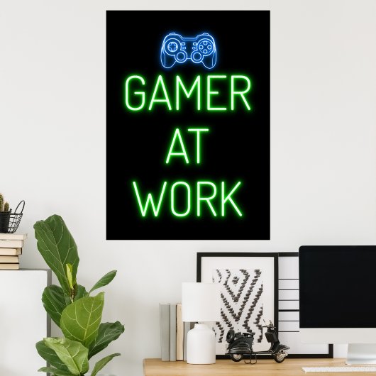 Gamer Cadeaus | Gamer op het werk Poster (Thuiskantoor)