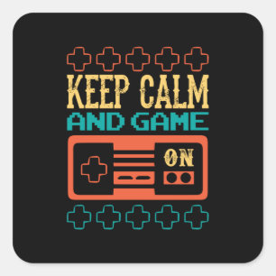 Gamer Cadeaus houden kalm en spel Vierkante Sticker