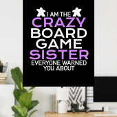 Gamer Cadeaus | Ik ben de Crazy Board Gamer Sister Poster (Thuiskantoor)