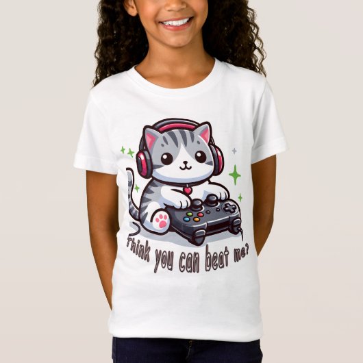 Gamer Cat Challenge: Denk je dat je me kunt versla T-shirt (Voorkant)