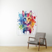 Gamer Cat Delight: Kleurrijke Waterverf Tapestry Wandkleed (In situ)