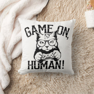 Gamer Cat Design spel op mens - Schattige Funny Ca Kussen