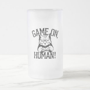 Gamer Cat Design spel op mens - Schattige Funny Ca Matglas Bierpul