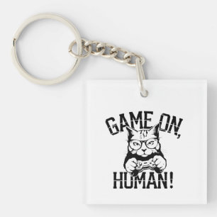 Gamer Cat Design spel op mens - Schattige Funny Ca Sleutelhanger