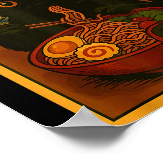 Gamer Cat Eating Ramen Japanese Style  Poster (Hoek)