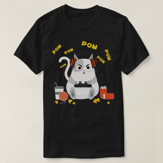 Gamer Cat Funny Video Game Design T-shirt (Design voorkant)