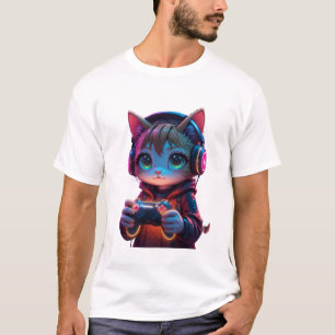 Gamer Cat met PlayStation Controller T-shirt