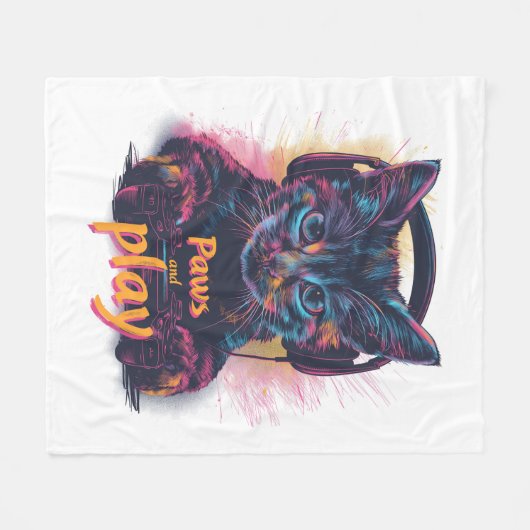 Gamer CAT-niveau omhoog Fleece Deken (Voorkant (Horizontaal))