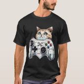 Gamer Cat Video Game Controller Cute Kitten Cats A T-shirt (Voorkant)