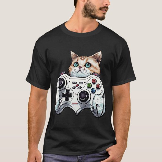 Gamer Cat Video Game Controller Cute Kitten Cats A T-shirt (Voorkant)