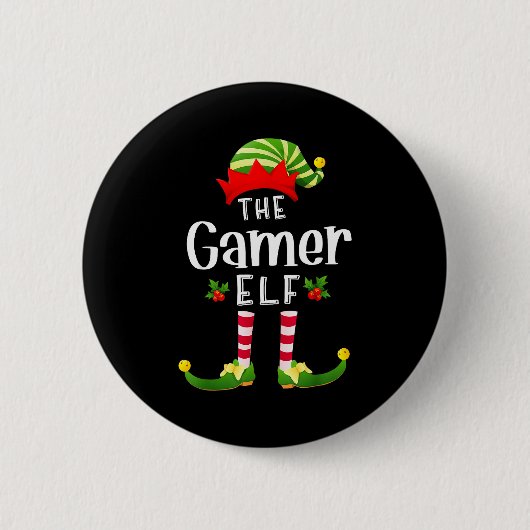 Gamer Christmas Elf Matching Pajama X-mas Party  Ronde Button 5,7 Cm (Voorkant)