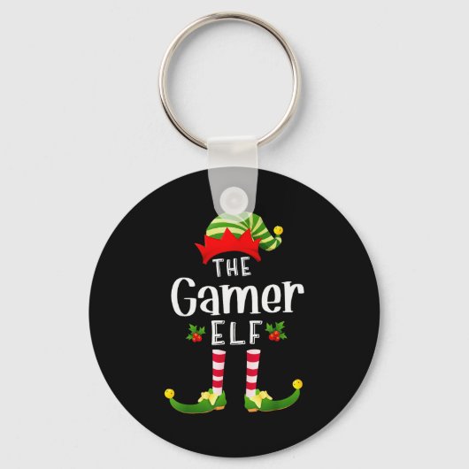 Gamer Christmas Elf Matching Pajama X-mas Party Sleutelhanger (Voorkant)
