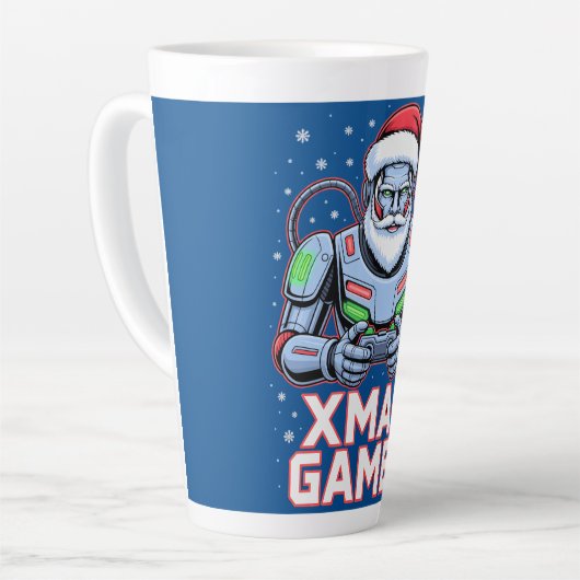 Gamer Christmas Gifts Cyber Santa Robot Xmas Gamer Latte Mok (Linkerhoek)