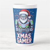 Gamer Christmas Gifts Cyber Santa Robot Xmas Gamer Latte Mok (Voorkant)
