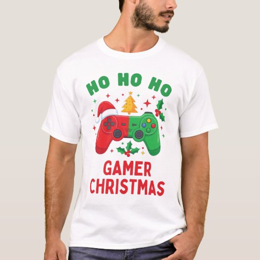 Gamer Christmas Ho Ho Ho Gaming Tee T-shirt (Voorkant)