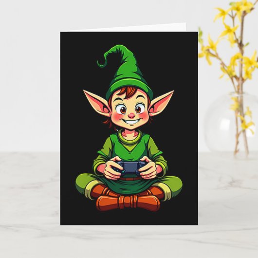 Gamer Christmas Pajamas Kids Boys Youth Christmas  Kaart (Gele Bloem)