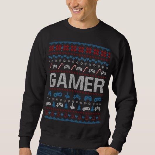 Gamer Christmas Ugly Sweater Holiday Sweatshirt (Voorkant)
