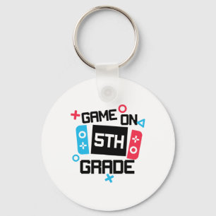 Gamer Ck naar school shirt jongen Game On vijfde 5 Sleutelhanger