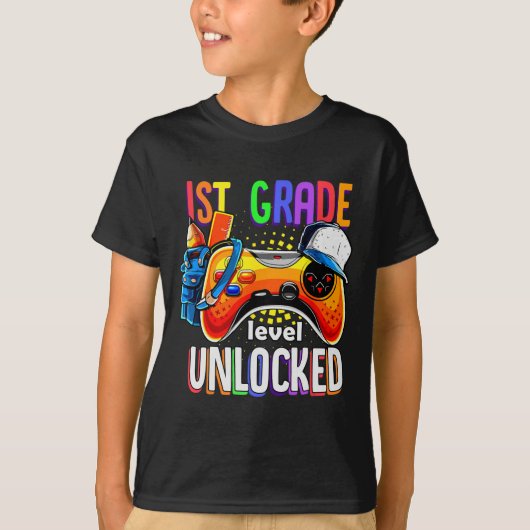 Gamer Ck To School Gamepad 1st First Grade Level U T-shirt (Voorkant)