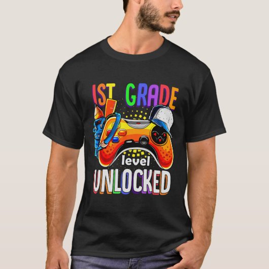 Gamer Ck To School Gamepad 1st First Grade Level U T-shirt (Voorkant)