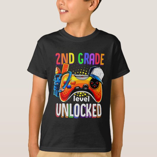 Gamer Ck To School Gamepad 2nd Second Grade Level  T-shirt (Voorkant)