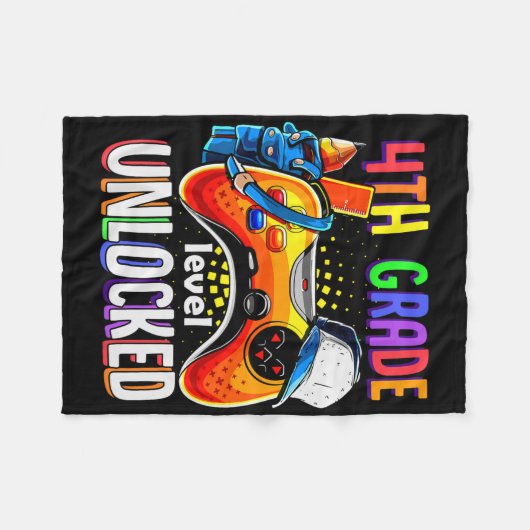 Gamer Ck To School Gamepad 4th Fourth Grade Level Fleece Deken (Voorkant (Horizontaal))