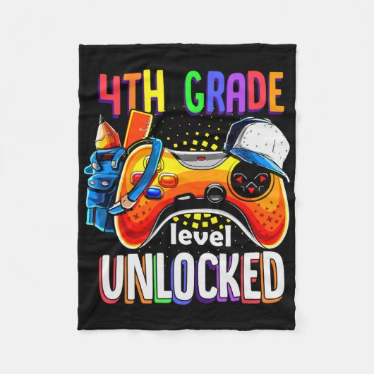 Gamer Ck To School Gamepad 4th Fourth Grade Level Fleece Deken (Voorkant)
